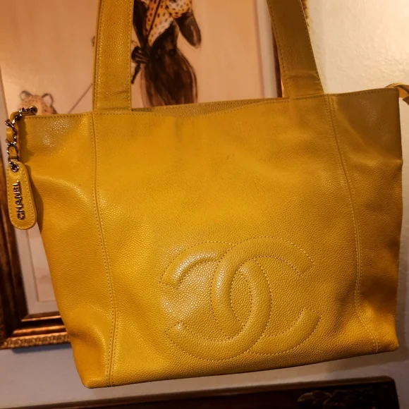 SALE! RARE Chanel Caviar CC Logo Shopping Tote bag Handbag Shoulder Bag - Picture 2 of 15